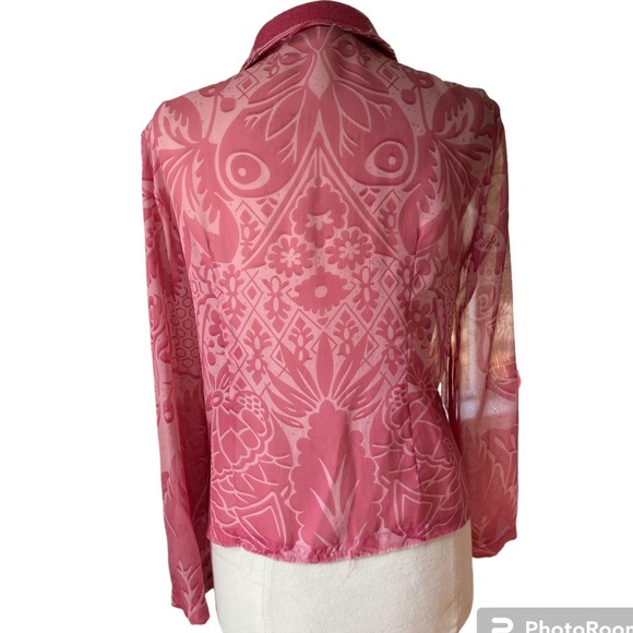 Rundholz asymmetric silk and wool zip up jacket pink size small - Picture 4 of 7